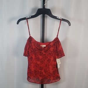 I.N. San Francisco Red Floral Cowl Neck Camisole  SZ‎ XS - NWT